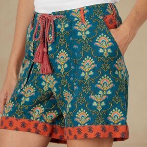 Sundance Kalini Paisley Floral Printed Bermuda Shorts High Waisted L NWT 283473
